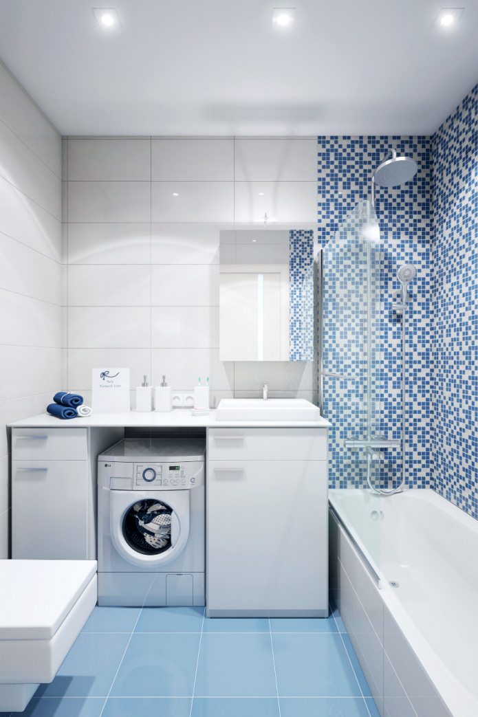 panel evde iki odalı bir daire tasarımında banyo