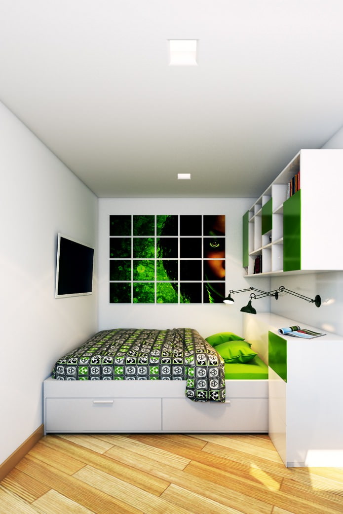 sovrum i design av en två-rums lägenhet i ett panelhus
