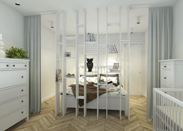 Phòng ngủ có trẻ em trong thiết kế căn hộ rộng 65 mét vuông. m