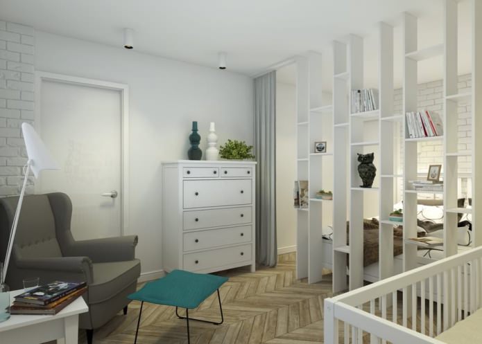 bilik tidur dengan kanak-kanak dalam reka bentuk apartmen adalah 65 meter persegi. m