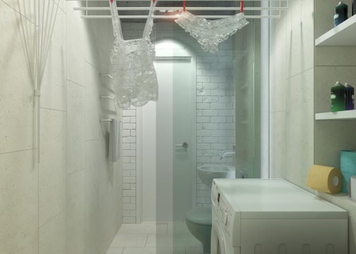 bathroom in the interior of a 2-room apartment of 65 square meters. m