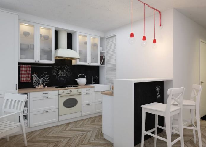 virtuvė buto dizainas yra 65 kvadratinių metrų. m