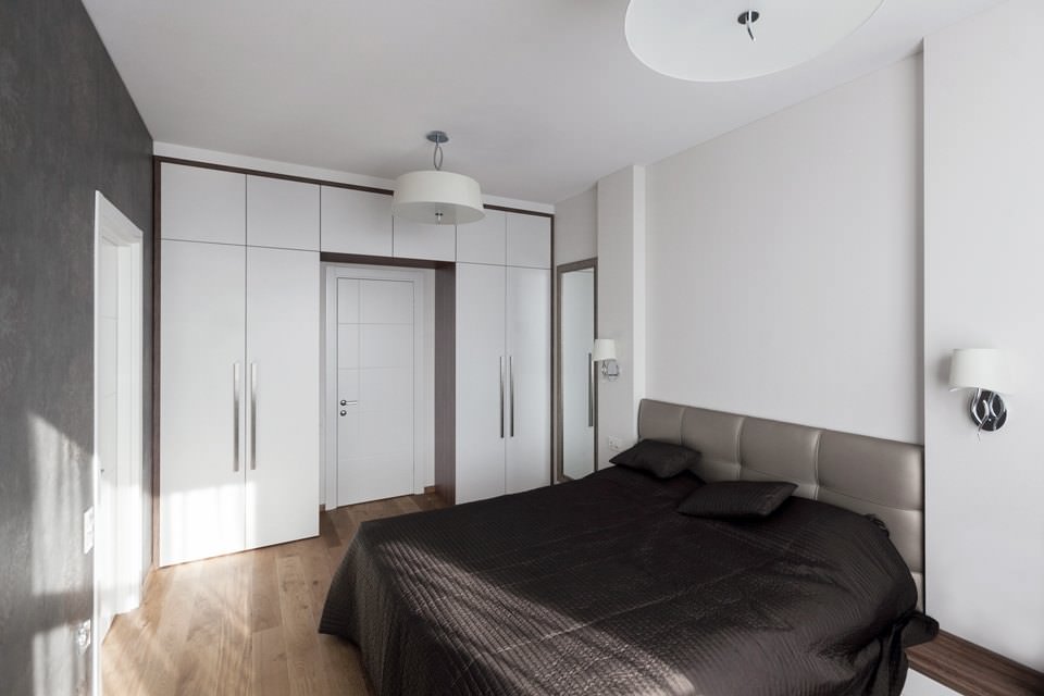 Phòng ngủ trong thiết kế căn hộ 64 m2. m