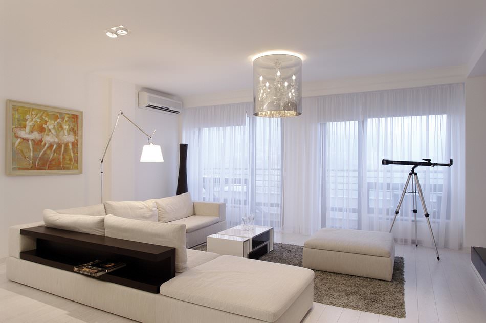 Modern inredning av en lägenhet i stil med minimalism