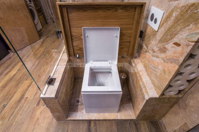 rechteckige Toilette im Design eines großen Badezimmers
