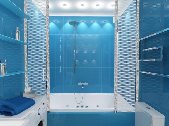 bồn tắm với tông màu xanh