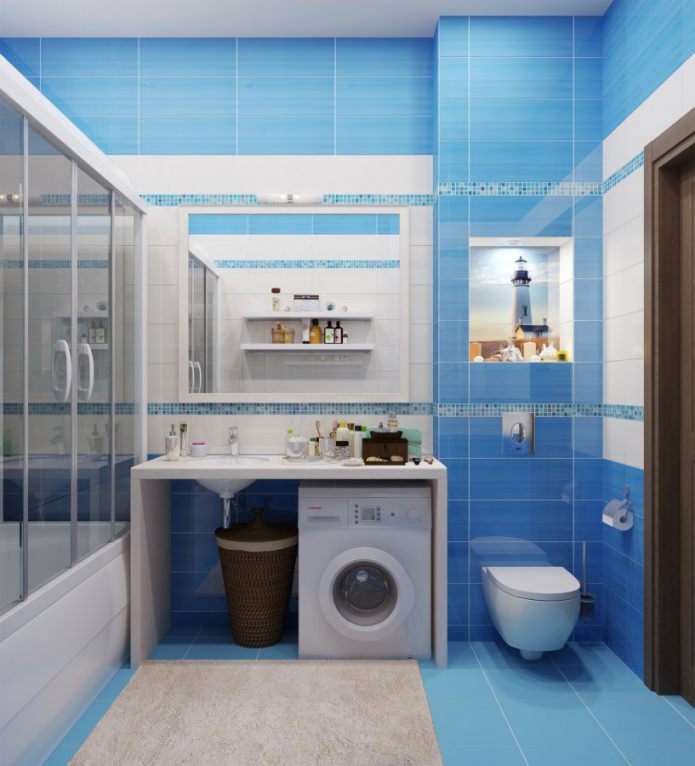 Salle de bain bleue