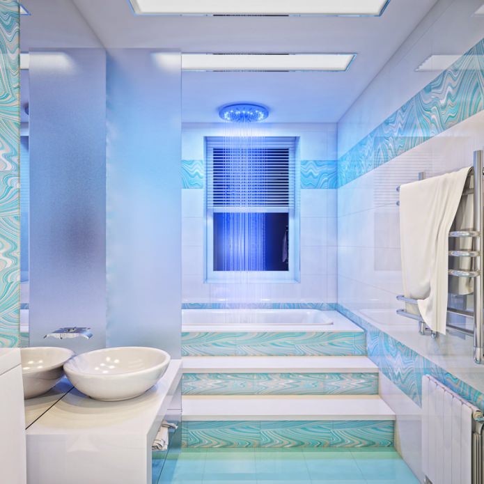 Salle de bain en bleu