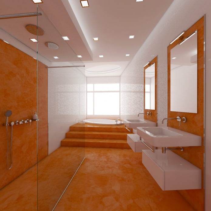 conception de salle de bain orange