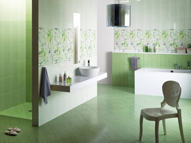 zelený design koupelny