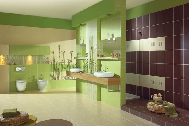Foto de um banheiro verde