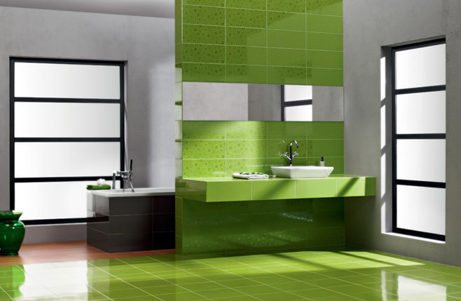 עיצוב אמבטיה ירוק