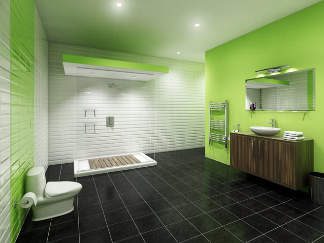 Fotografie zelené koupelny