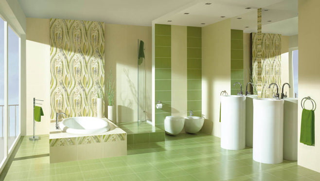 Fotó egy zöld fürdőszobából