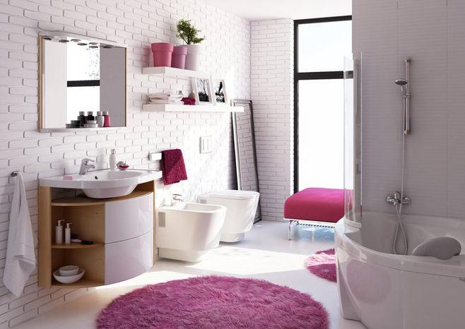 rozā vannas istabas foto