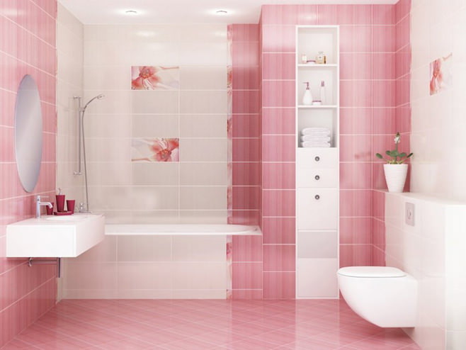bồn tắm màu hồng