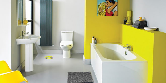 חדר אמבטיה צהוב