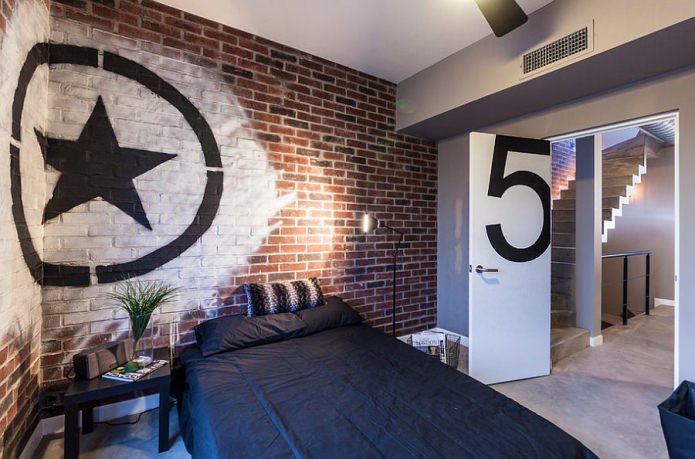 brick wall in the bedroom
