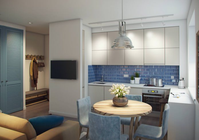 Design moderno apartamento de dois quartos a 52 metros para uma família com dois filhos