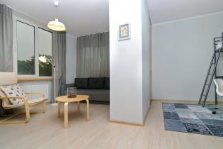 Кратък дизайн на едностаен апартамент 44,3 метра за семейство с дете