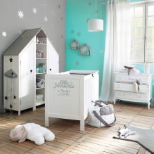 Chambre d'enfant aux couleurs turquoise: caractéristiques, photo-13