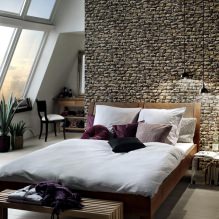 Yatak odasında dekoratif taş: özellikler, fotoğraf-1