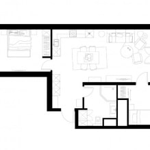Projekt trojizbového bytu 66 m2. M-2