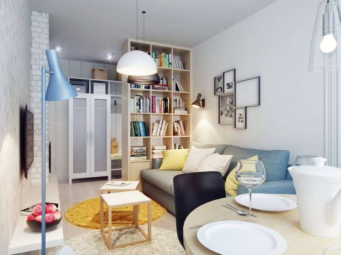 Projeto de design de um apartamento de dois quartos com 60 m2 m