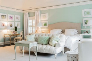 Interior design bedroom in pastel colors