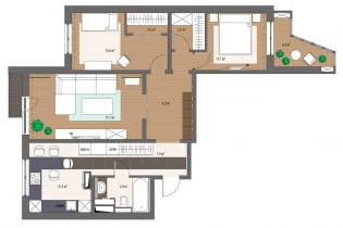 Design moderne d'un appartement de 3 pièces dans une maison de la série P-3