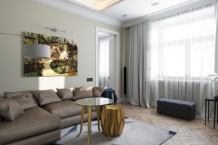 La conception de l'appartement est de 77 m². m. dans le style des classiques modernes