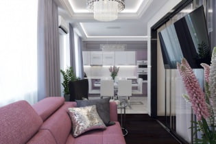 La conception de l'appartement est de 46 m². m. avec une chambre isolée