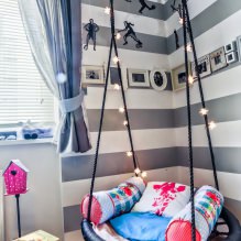 Huśtawka w mieszkaniu: rodzaje, wybór miejsca instalacji, najlepsze zdjęcia i pomysły na wnętrze-9