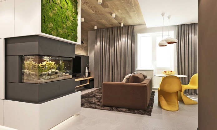 Ang proyekto ng disenyo ng isang 3-silid na apartment sa isang modernong istilo