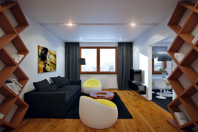 Designprosjekt av interiøret i leiligheten i en moderne stil