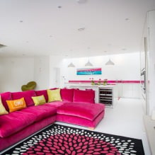 Rozā dzīvojamās istabas dizains: 50 fotoattēlu paraugi-4