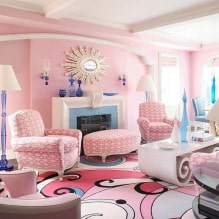 Design del salotto rosa: 50 foto di esempio-7