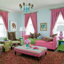 Rózsaszín nappali kialakítás: 50 minta-fotó