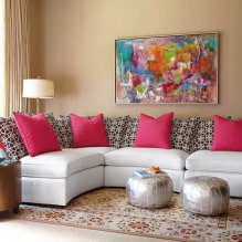 Růžový design obývacího pokoje: 50 vzorků fotografií-8