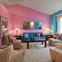 Růžový design obývacího pokoje: 50 ukázkových fotografií-21