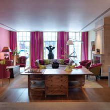 Růžový design obývacího pokoje: 50 ukázkových fotografií-17
