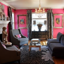 Ružový dizajn obývacej izby: 50 vzoriek fotografií-1