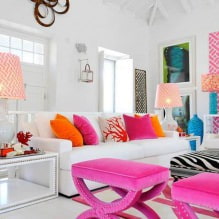 Projekt salonu w kolorze różowym: 50 przykładowych zdjęć-16