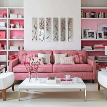 Ροζ σχεδιασμός σαλόνι: 50 φωτογραφίες δείγμα-15