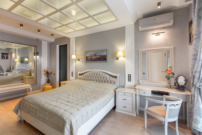 Design af et soveværelse med gråt tapet: 70 bedste fotos i interiøret