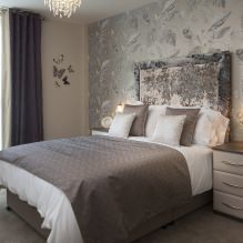 Design de um quarto com papel de parede cinza: 70 melhores fotos do interior-2