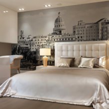 Gri duvar kağıdına sahip bir yatak odası tasarımı: iç mekanda en iyi 70 fotoğraf-16