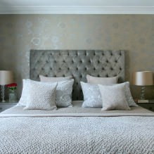 Design av ett sovrum med grå tapet: 70 bästa foton i interiören-17