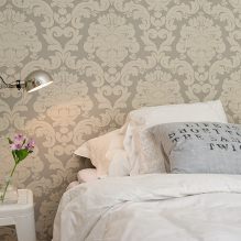 Design av ett sovrum med grå tapet: 70 bästa foton i interiören-9