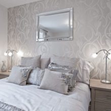 Design av ett sovrum med grå tapet: 70 bästa bilder i interiören-6